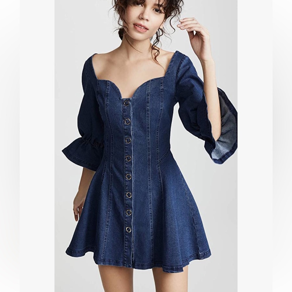 Denim Dress (Finders Keepers) Deja-vu Puff Sleeve Detai